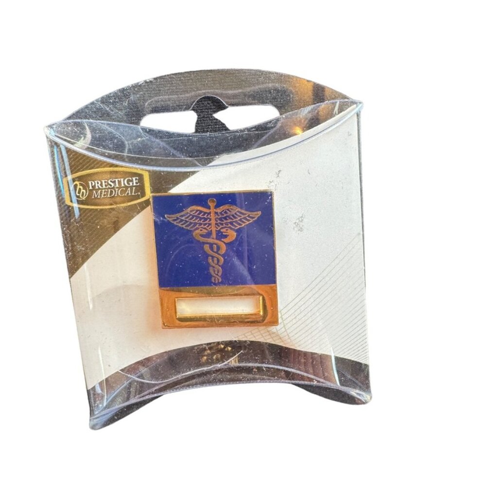 PRESTIGE MEDICAL caduceus symbol name badge holder NEW in package